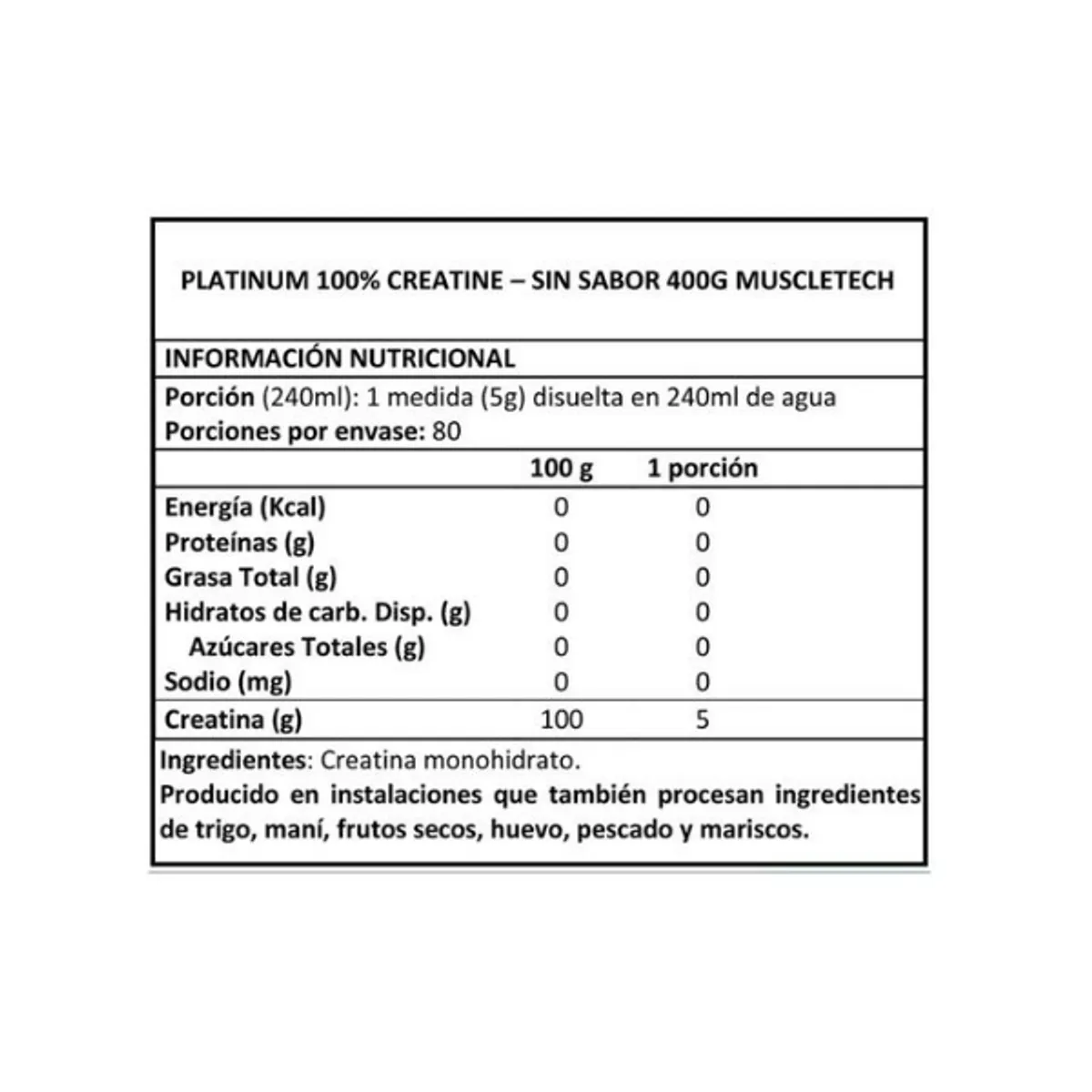 MUSCLETECH - Platinum Creatina 400 Gr – Muscletech