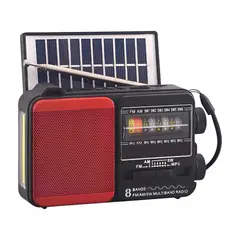 TECNOLAB - Radio Portátil Solar AM FM SW LED 15W TL653R Rojo
