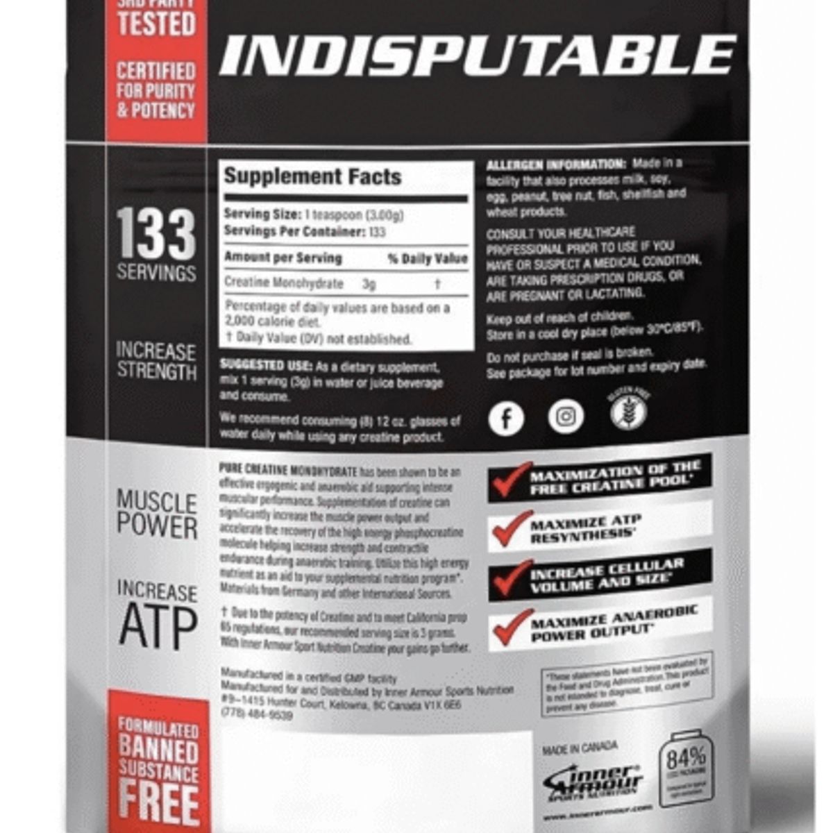 INNER ARMOUR - Inner Armour Creatina 400 gr