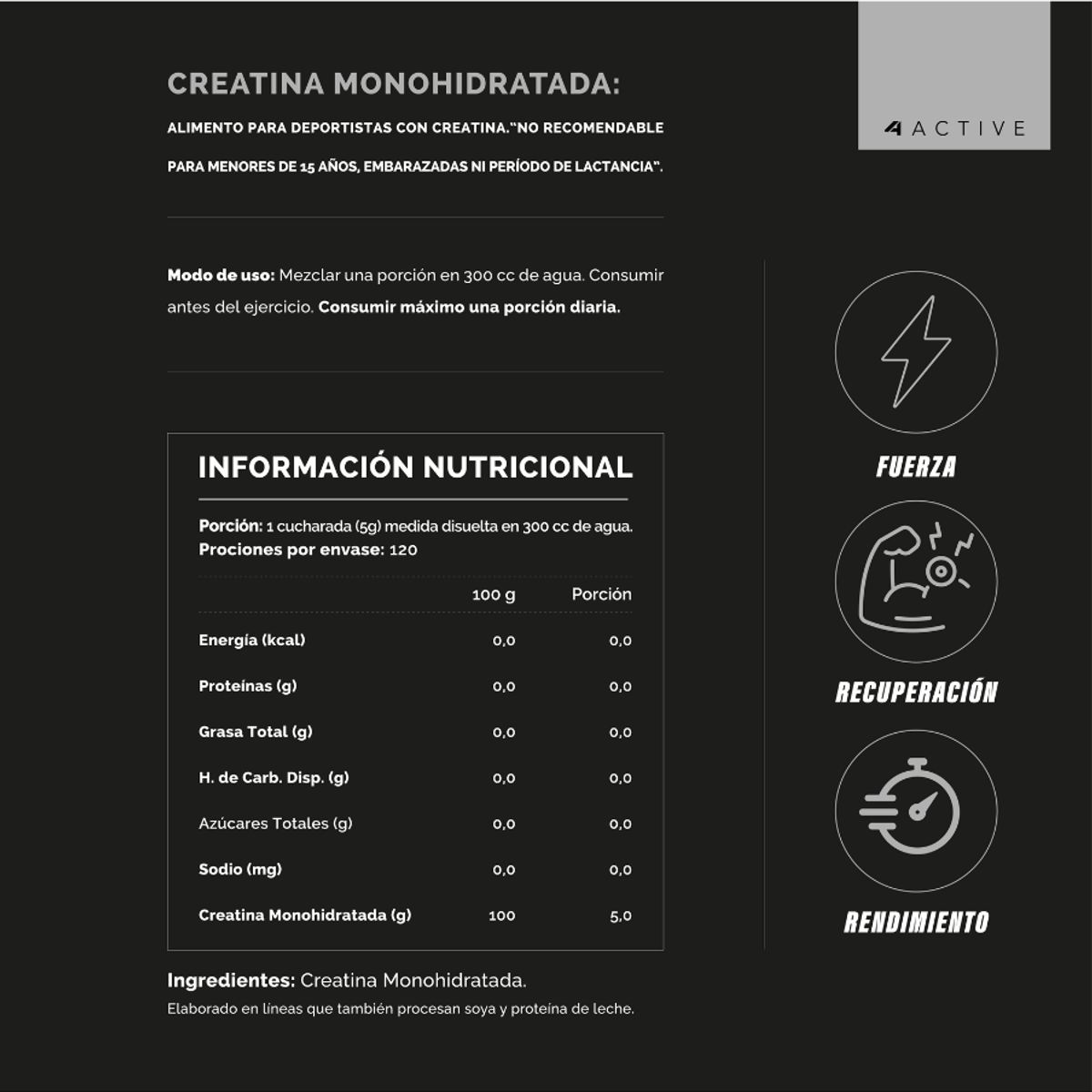 4ACTIVE - 4Active · Epic creatina monohydrate 600 g
