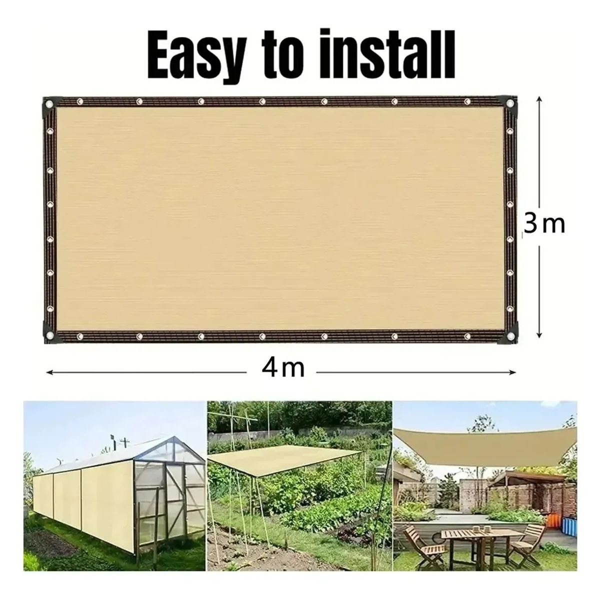 KUANGYE - Toldo Vela Terraza Lona Sombreadora Toldo Jardin 4x3 Metros