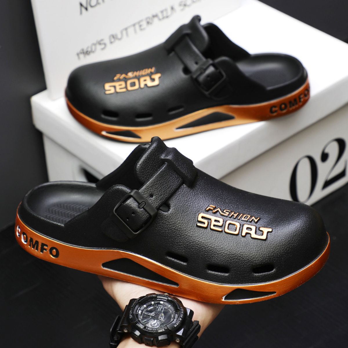 TIOZONEY - Sandalias para hombre -Negro