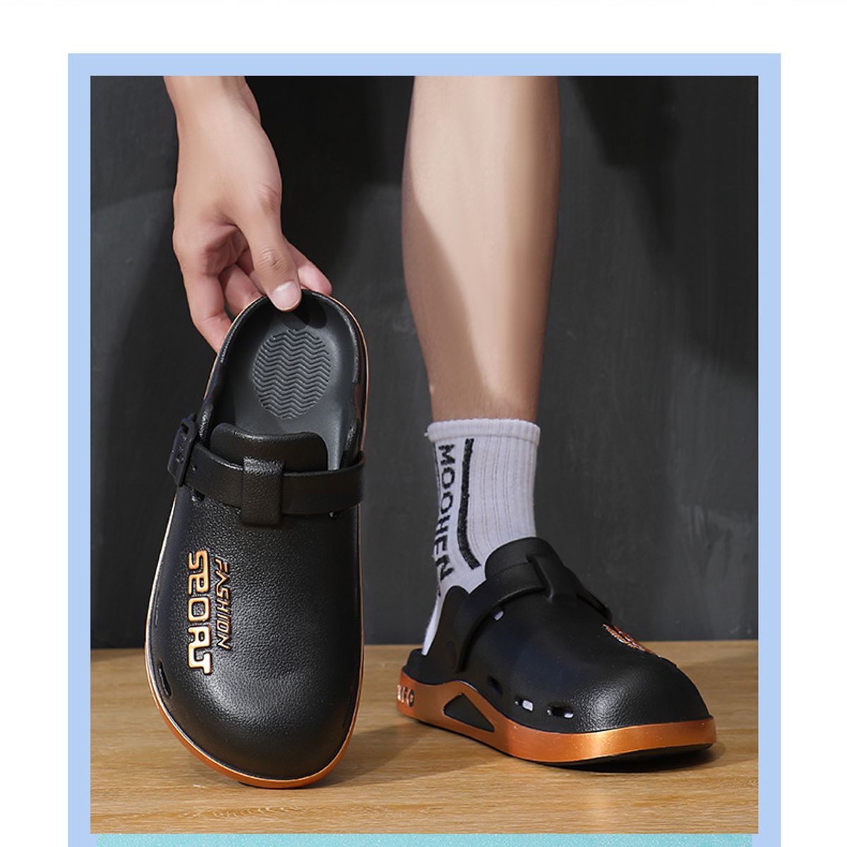 TIOZONEY - Sandalias para hombre -Negro