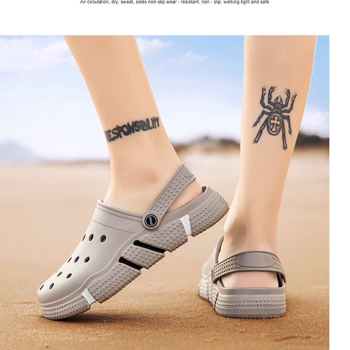 TIOZONEY - Sandalias para hombre -Gris