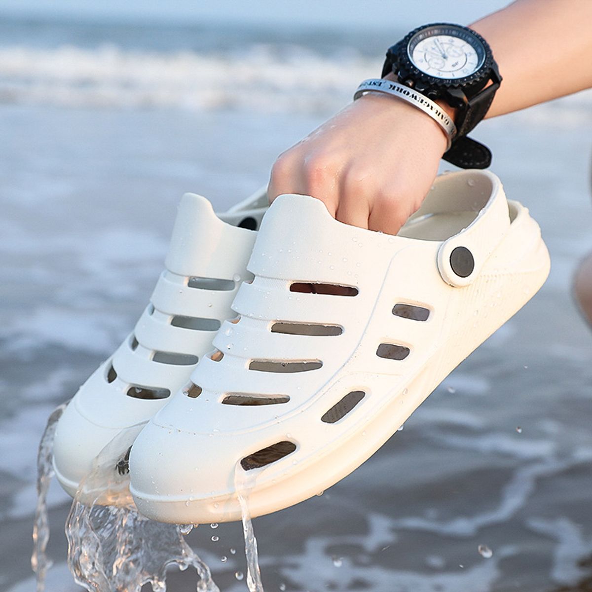 TIOZONEY - Sandalias para hombre - Blanco