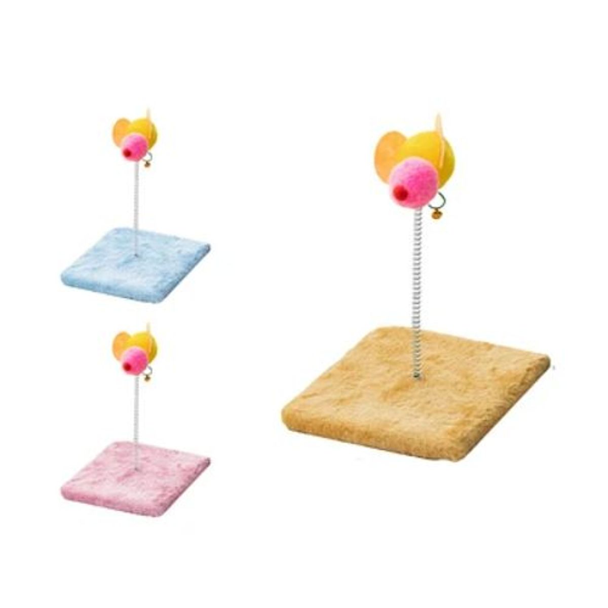 GENERICO - Poste rascador con resorte para gatos 15x15x18cm Color Amarillo