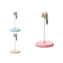 GENERICO - Poste rascador con resorte y ratón para gatos 19x9x25cm Color Azul