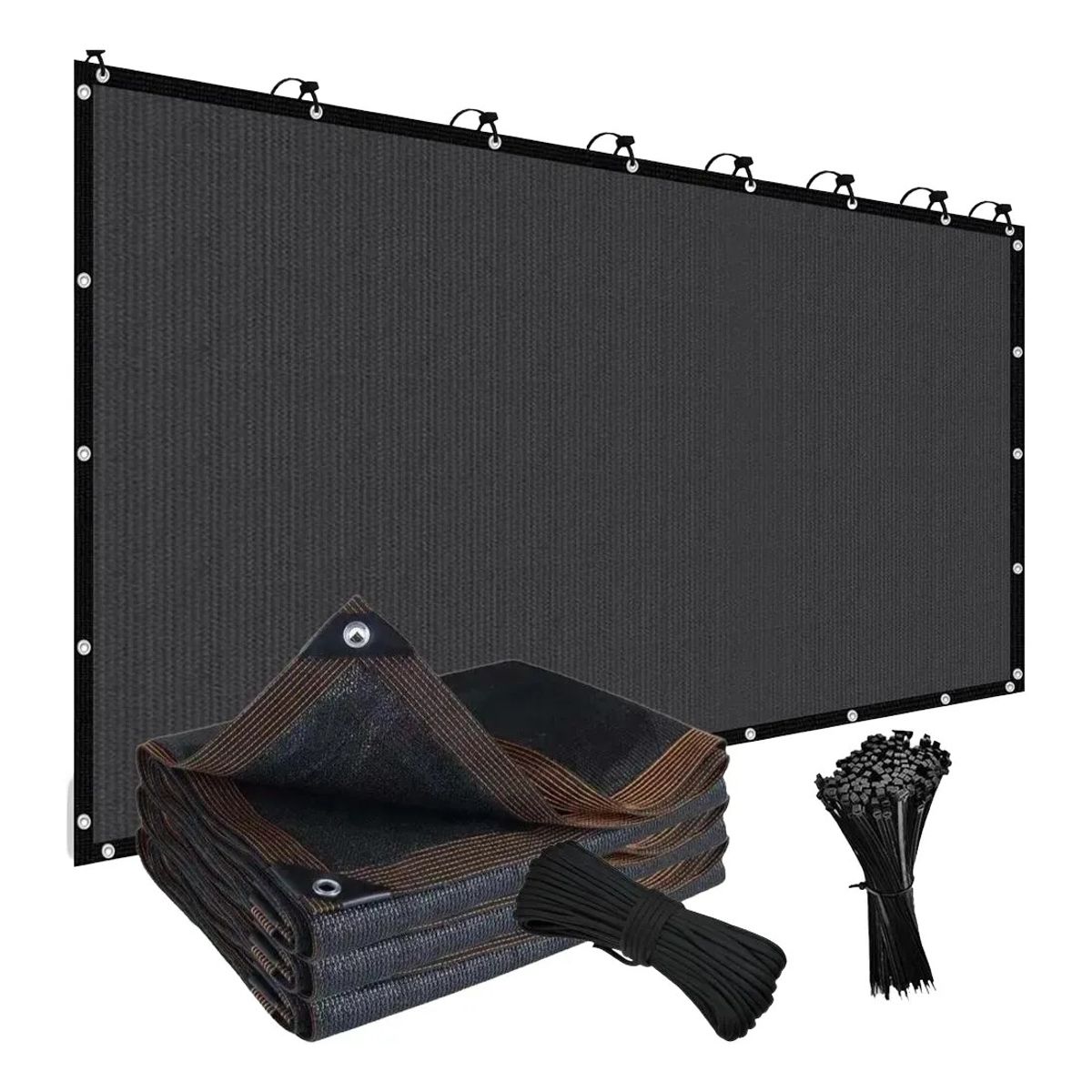 KUANGYE - 2x5m Lona Malla Patio Terraza Jardin Sombra 90% + Cuerda 10m