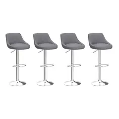GLOBAL LATIN GROUP - Pack 4 Sillas Taburete Piso Bar Giratoria Altura Regulable - Gris