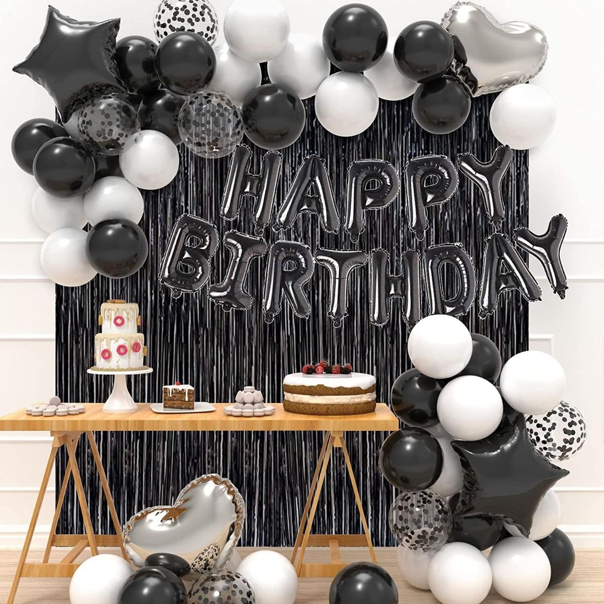 PASTELERIUSCL - Pack X2 Guirnalda Cumpleaños Cortina Set Cumpleaños Cotillón Decoración Para Fiestas Metálica 2mts