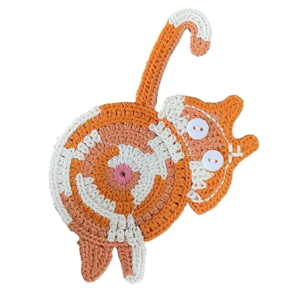 CRUSEC - Pack 2 Posavasos De Gato Tejido a Punto Regalo Divertido