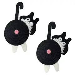 CRUSEC - Pack 2 Posavasos De Gato Tejido a Punto Regalo Divertido