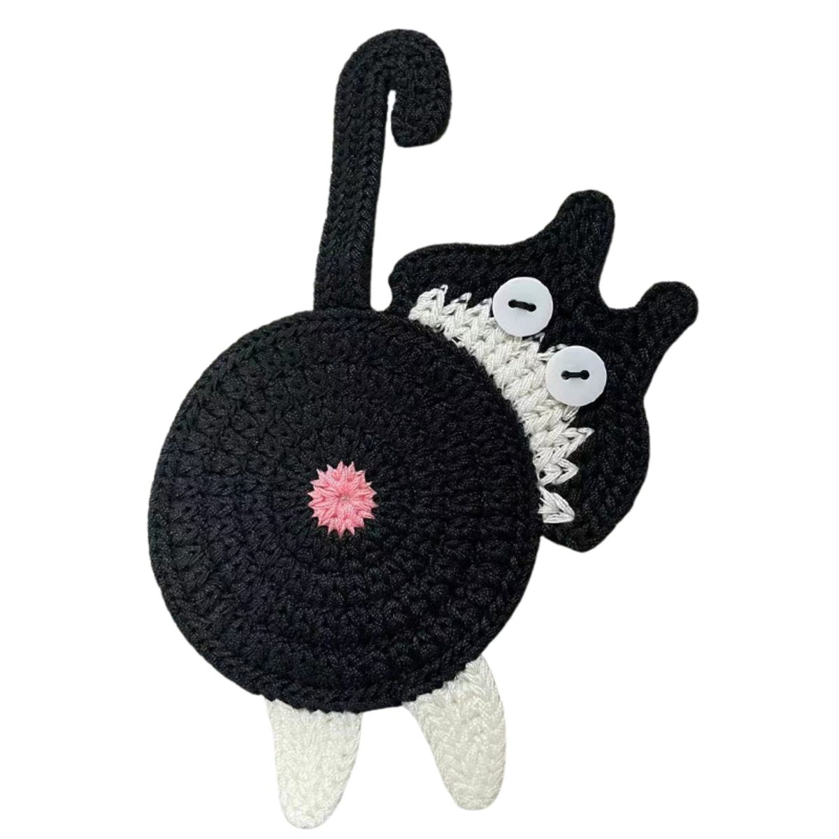 CRUSEC - Pack 2 Posavasos De Gato Tejido a Punto Regalo Divertido