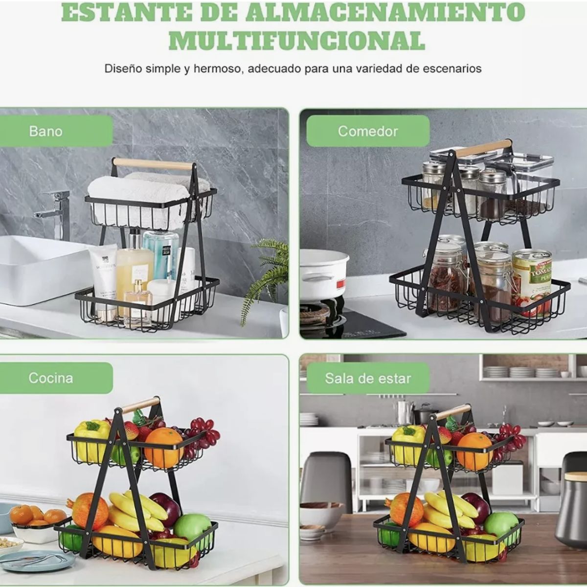 OKAY - Frutero De Mesa Canasto Para Frutas Cocina Hogar 2 Niveles