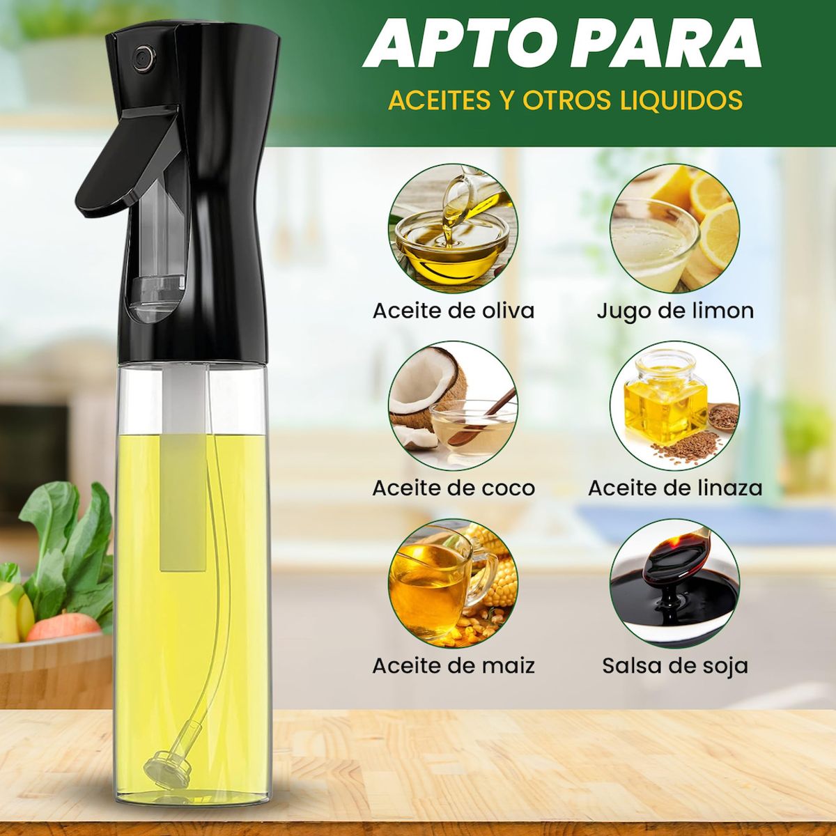 PULVERIZADOR ACEITE SPRAY ACEITE COCINA 300 ml, marca MOVI - Foto 2