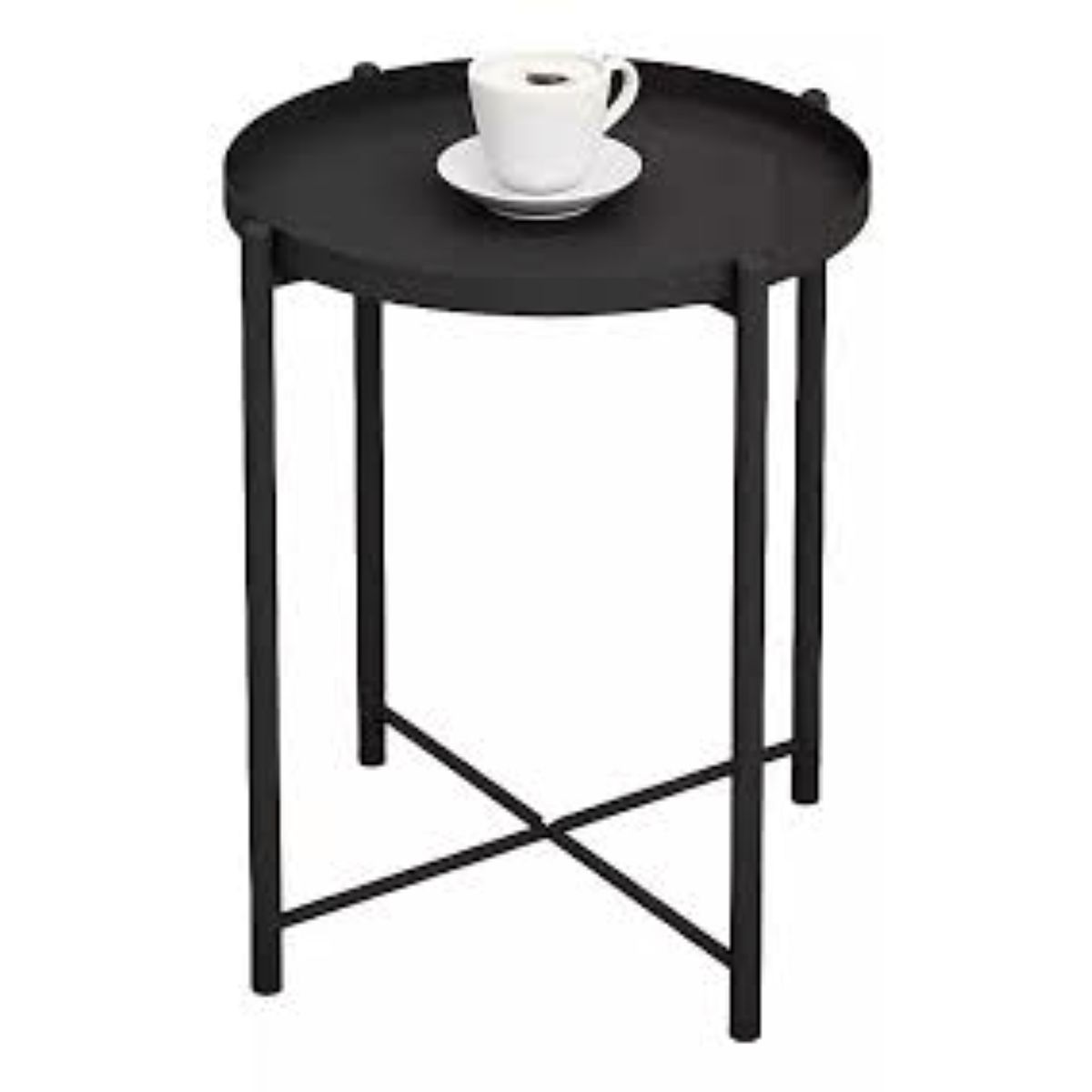 OKAY - Mesa Lateral Auxiliar Metal Blanco 42x52cm