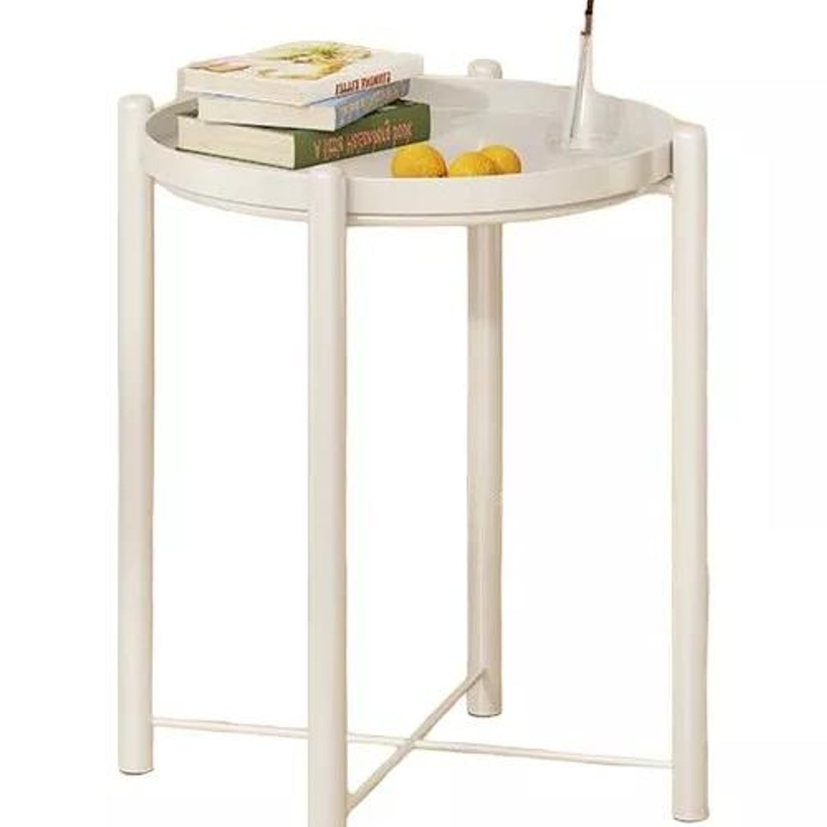 OKAY - Mesa Lateral Auxiliar Metal Blanco 42x52cm