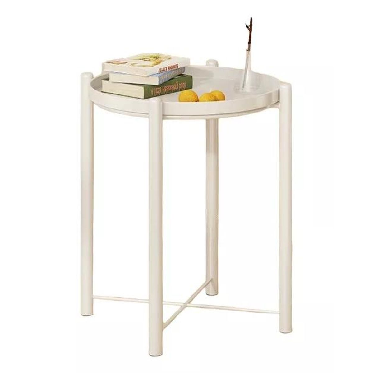OKAY - Mesa Lateral Auxiliar Metal Blanco 42x52cm