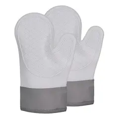PASTELERIUSCL - Pack X2 Guantes Silicona Para Horno Toma Olla Guante Cocina Gris Guantes Silicona 27cm