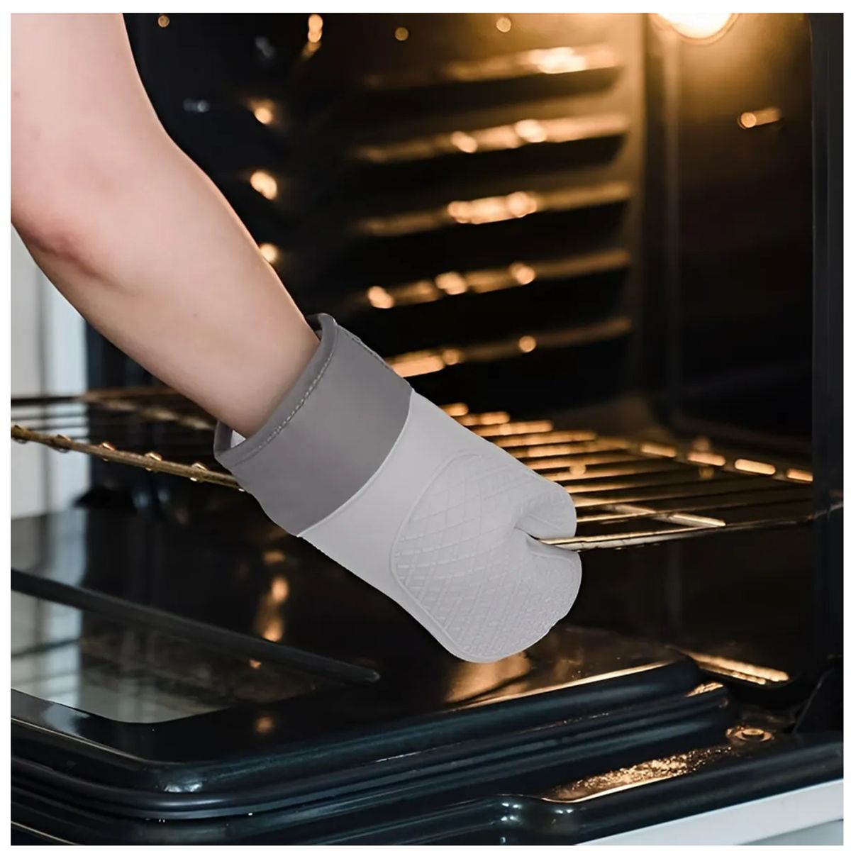 PASTELERIUSCL - Pack X2 Guantes Silicona Para Horno Toma Olla Guante Cocina Gris Guantes Silicona 27cm