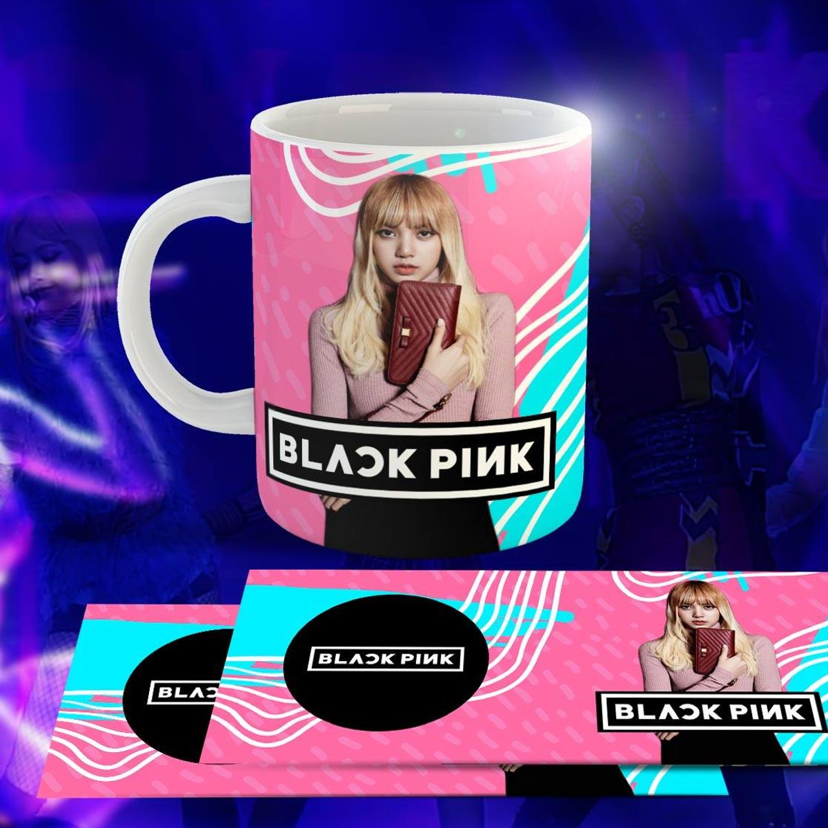 GENERICO - Taza Ceramica 11oz K-Pop Insp Blackpink Rosa Turquesa