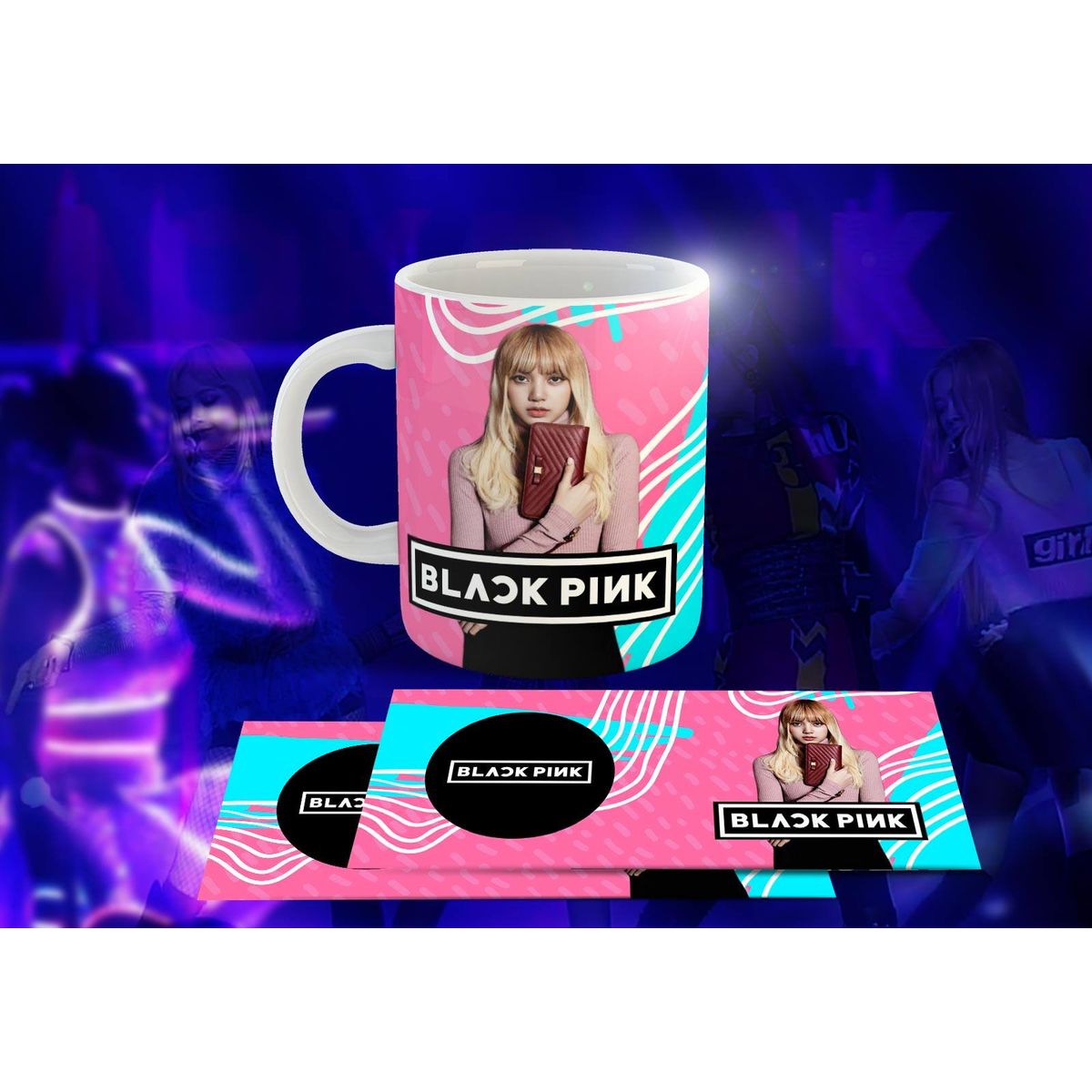 GENERICO - Taza Ceramica 11oz K-Pop Insp Blackpink Rosa Turquesa