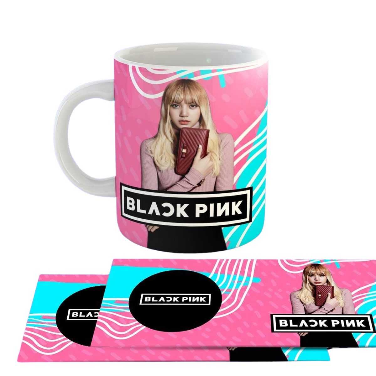 GENERICO - Taza Ceramica 11oz K-Pop Insp Blackpink Rosa Turquesa