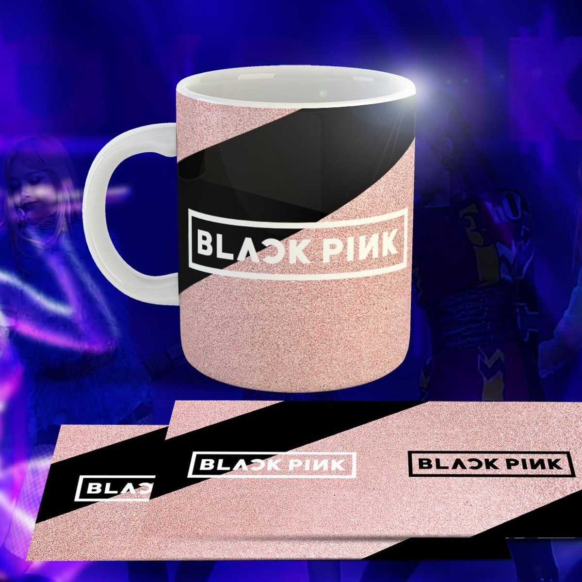 GENERICO - Taza Ceramica 11oz K-Pop Insp Blackpink Glitter Rose