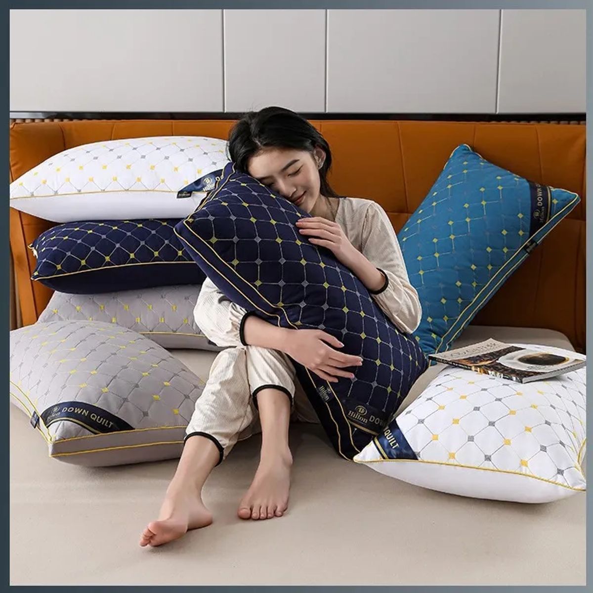 GENERICO - ALMOHADA AZUL OSCURO SET DE 2 ALMOHADAS PREMIUM SUAVES Y COMODAS TF