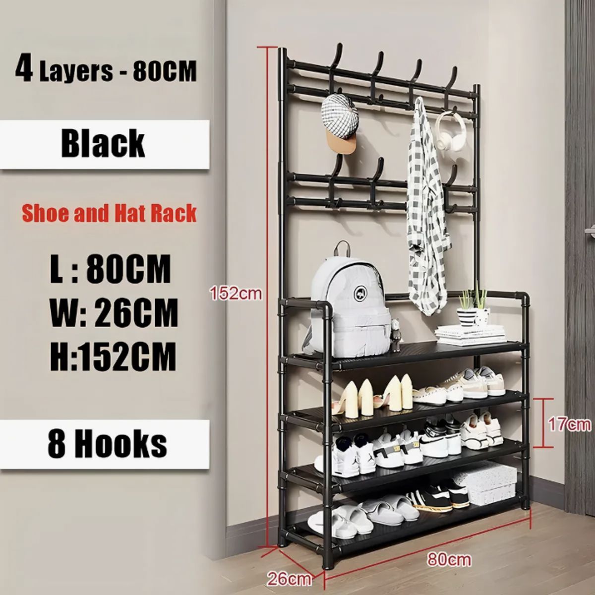 OKAY - Organizador Multifuncional Colgador Zapatero Negro