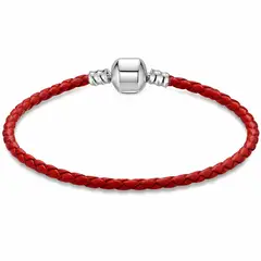 GENERICO - Pulsera de Cuero con Broche Chapado en Plata – 19 cm