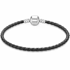 GENERICO - Pulsera de Cuero Trenzado con Broche Chapado en Plata