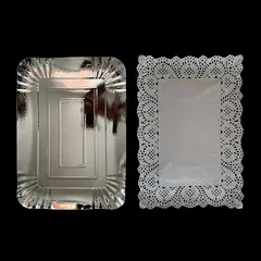 GENERICO - BANDEJA RECTANGULAR BLONDA 25X35 CM PLATEADO X1 UNI