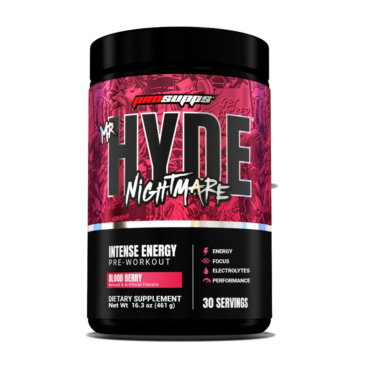 PROSUPPS - PRE ENTRENO HYDE NIGHTMARE Sabor Blood Berry 462 g