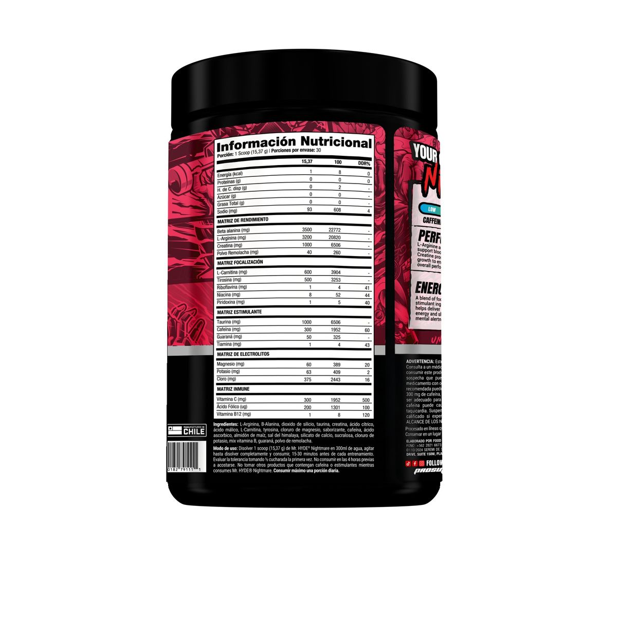 PROSUPPS - PRE ENTRENO HYDE NIGHTMARE Sabor Blood Berry 462 g