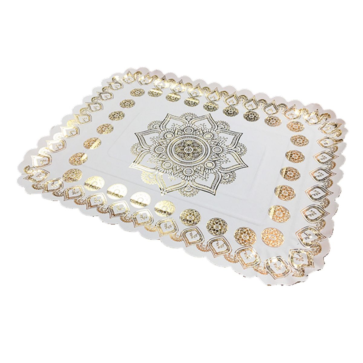 GENERICO - BANDEJA RECTANGULAR MANDALA BLANCO 31X41 CM X1 UNI