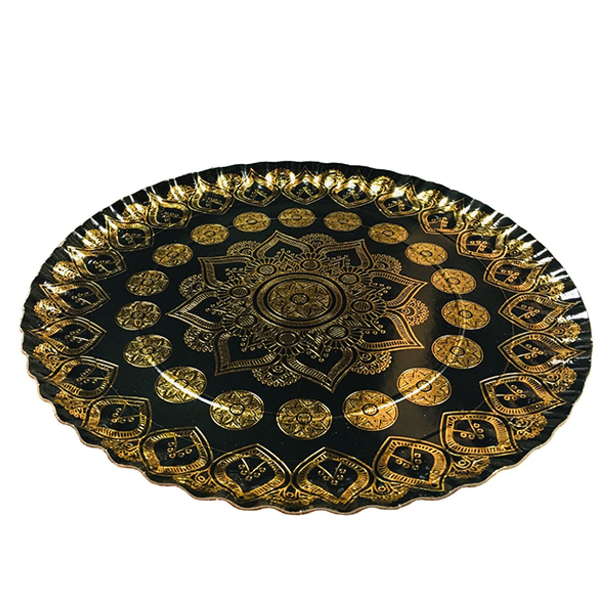 GENERICO - BANDEJA REDONDA MANDALA NEGRO 35 CM X1 UNI