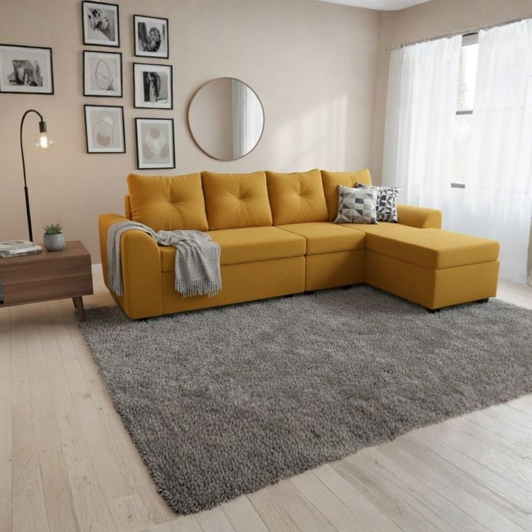 Seccional Modular Bruselas 4.1 en Felpa Amarillo