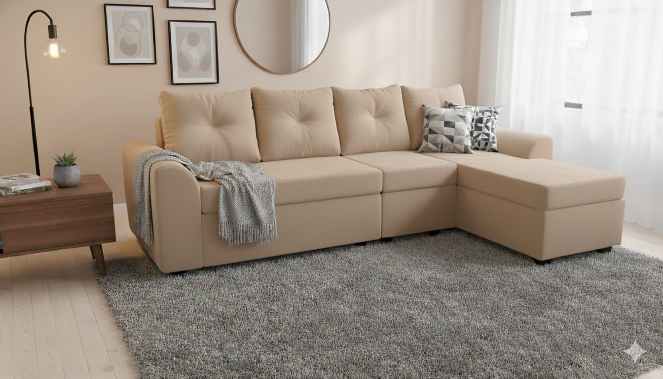 Seccional Modular Bruselas 4.1 en Felpa Beige