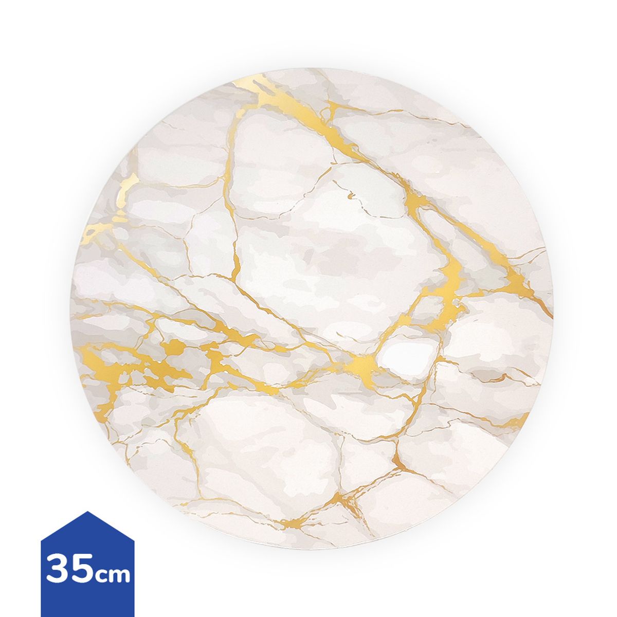 GENERICO - BANDEJA TORTA 35CM MARMOLEADA BLANCA X1UNI