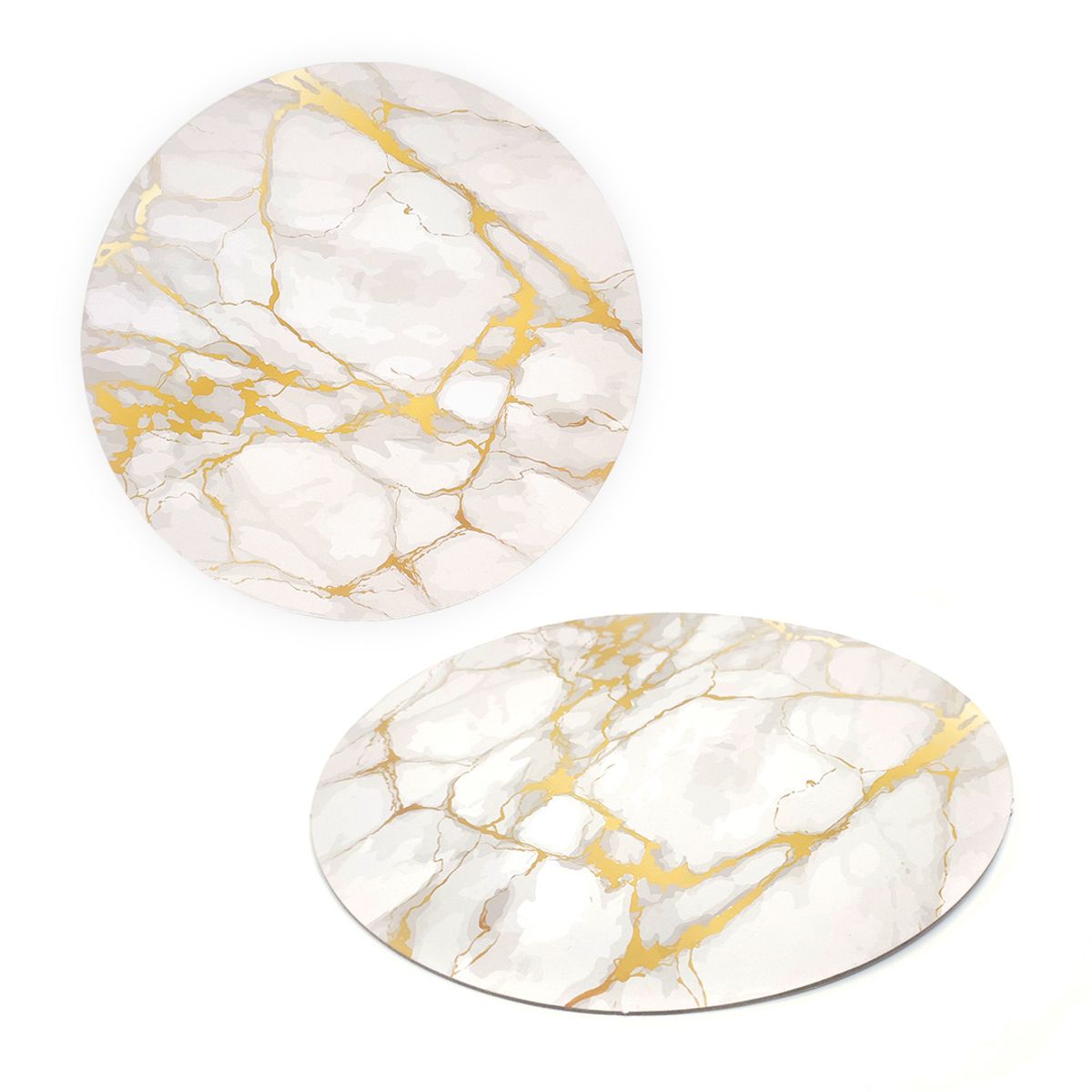 GENERICO - BANDEJA TORTA 35CM MARMOLEADA BLANCA X1UNI