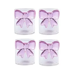 GENERICO - Set de 4 Vasos de Cristal con Lazo