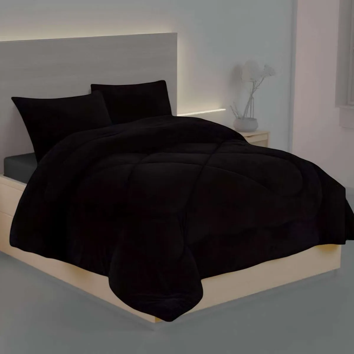 GENERICO - COBERTOR ELEGANTE DE INVIERNO UNICOLOR PLUSH CON CHIPORRO PLAZA Y MEDIA S57