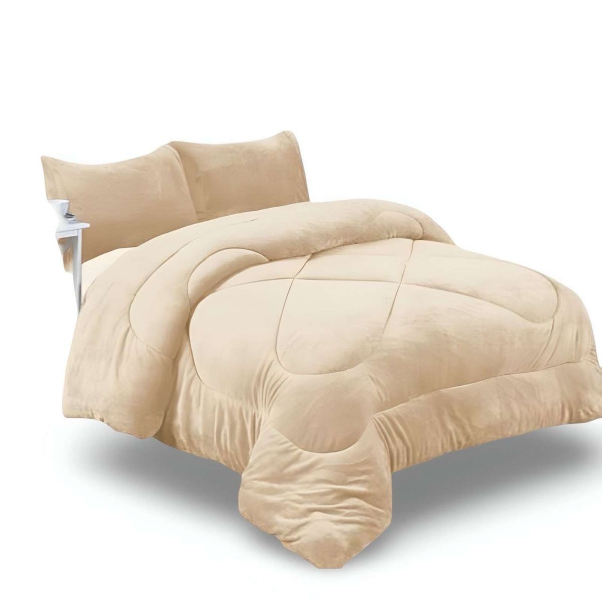 GENERICO - COBERTOR ELEGANTE DE INVIERNO UNICOLOR PLUSH CON CHIPORRO PLAZA Y MEDIA S53_.