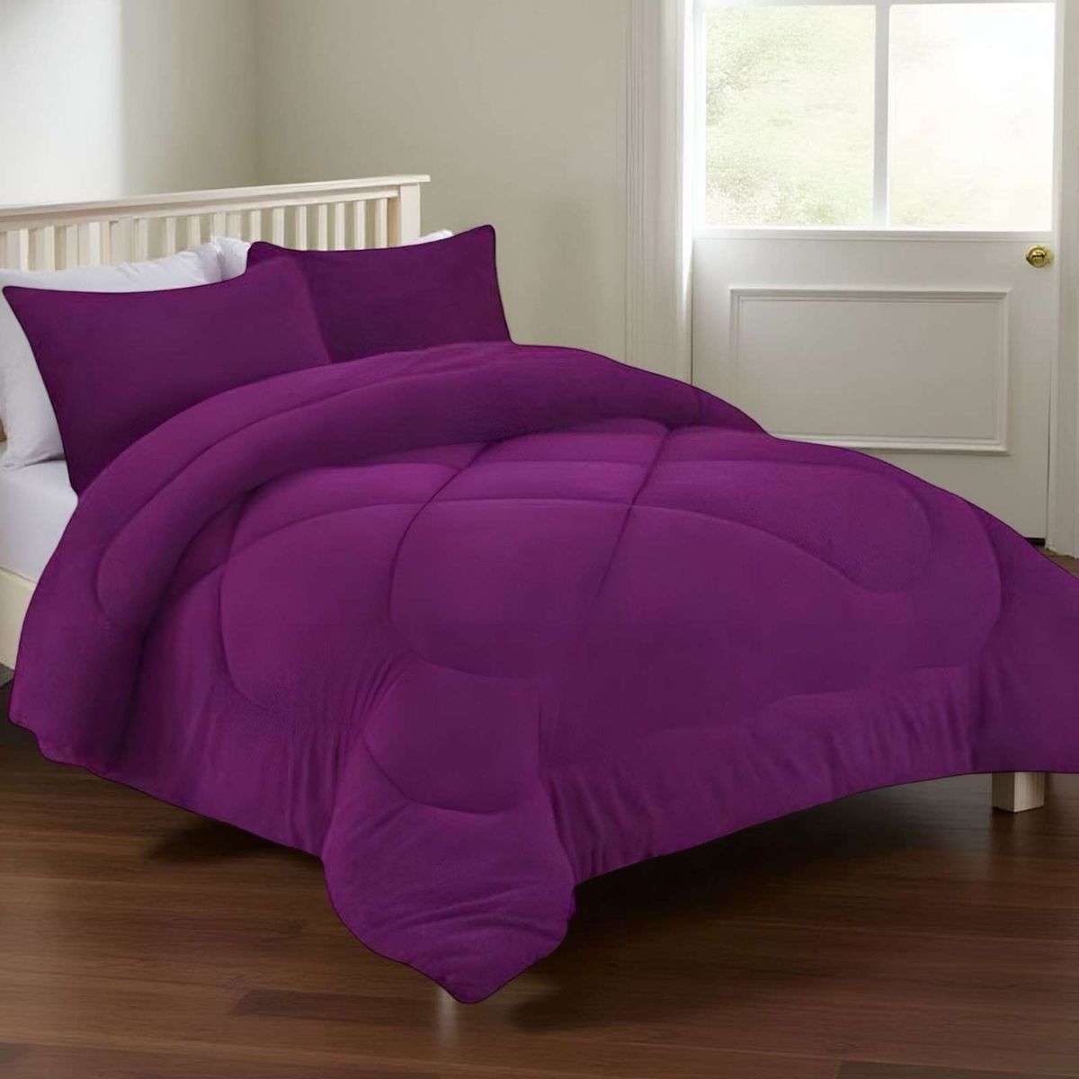 GENERICO - COBERTOR ELEGANTE DE INVIERNO UNICOLOR PLUSH CON CHIPORRO PLAZA Y MEDIA S56