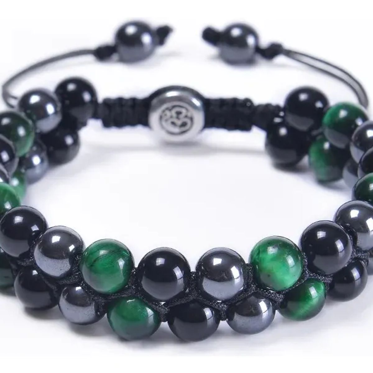 GENERICO - Pulsera Piedra Ojo De Tigre Green Hematita Hombre Mujer M1