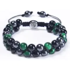 GENERICO - Pulsera Piedra Ojo De Tigre Green Hematita Hombre Mujer M1