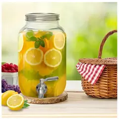 PASTELERIUSCL - Jarro Para Jugo Dispensador De Bebidas Jarro De Vidrio 4l Transparente Dispensador Liso