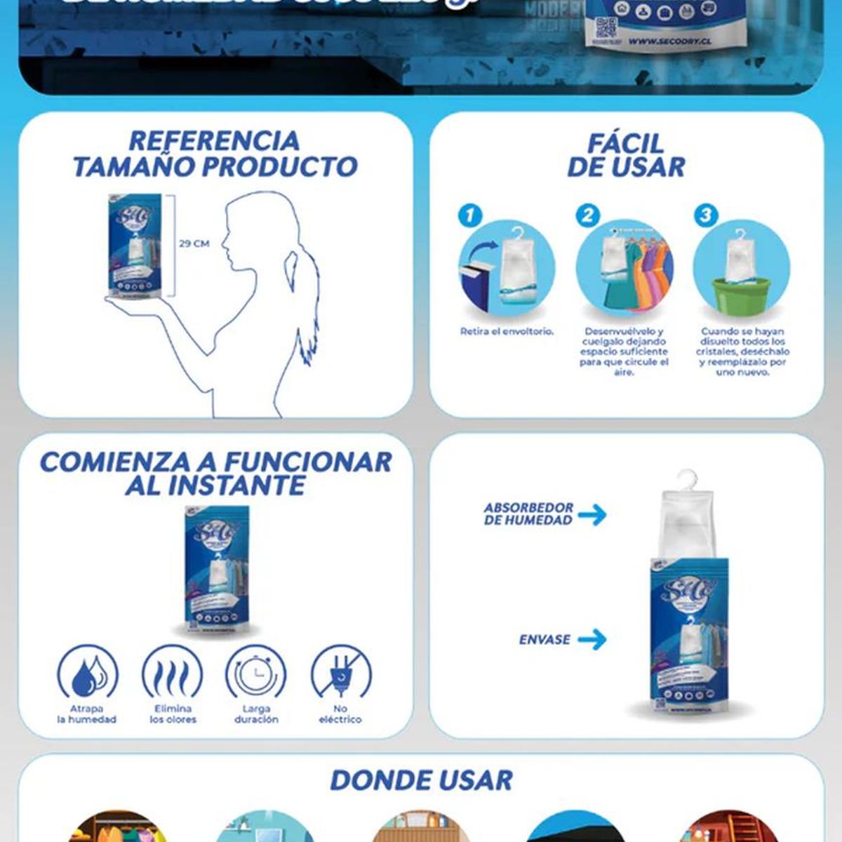 GENERICO - Absorbente Humedad Colgante Seco 220 Gr