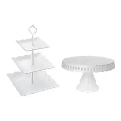 PASTELERIUSCL - Set 2 Porta Torta Base De Torta Porta Cupcakes Porta Cupcake base para tortas porta tortas - Blanco